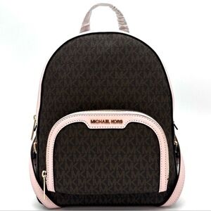 Michael Kors Medium Jaycee Zip Packet Backpack Brown/Light Pink